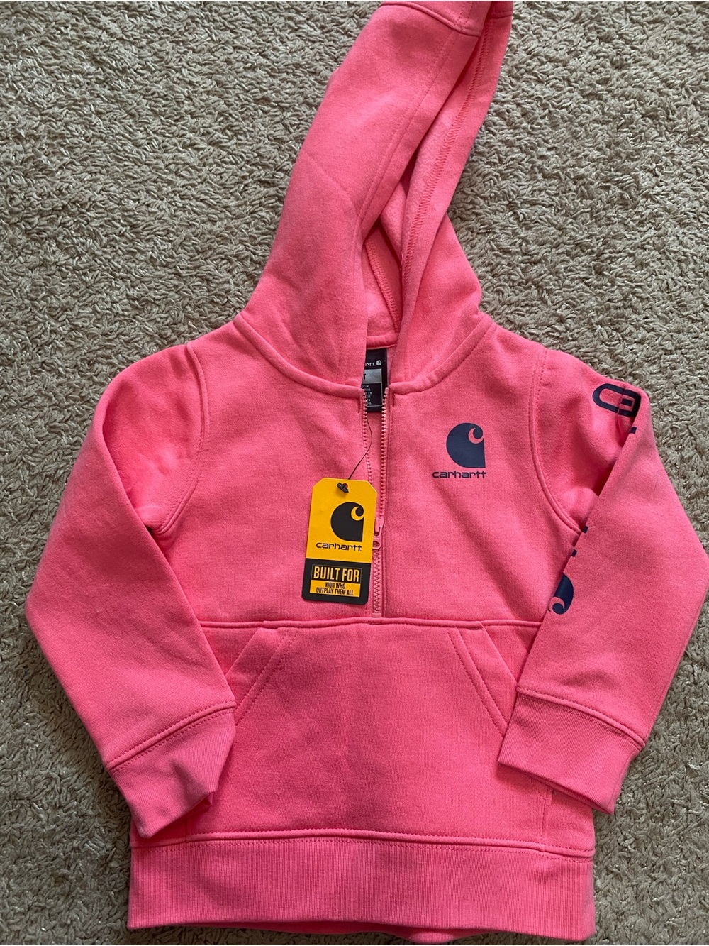 Carhartt Kids Coral Pink Half-Zip Hoodie